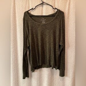 American Eagle Outfitters Olive Green Heathered Sweater